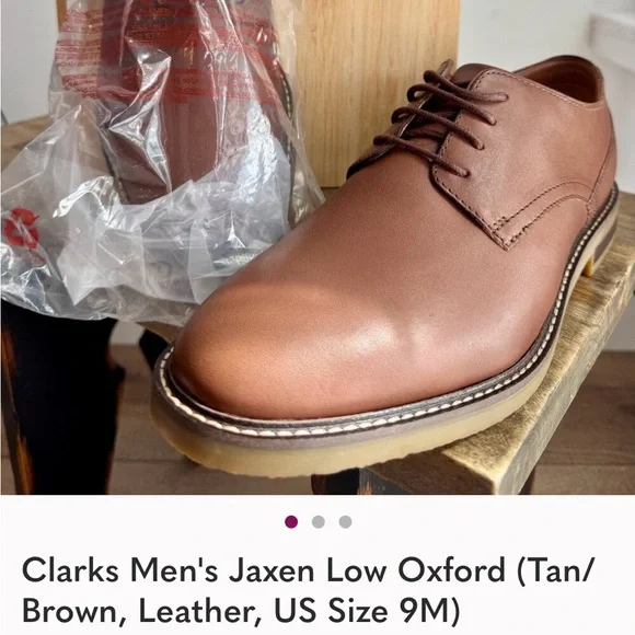 Clarks Men's Size 10M Tan Leather Low Oxford Shoes in EUC - Picture 15 of 16